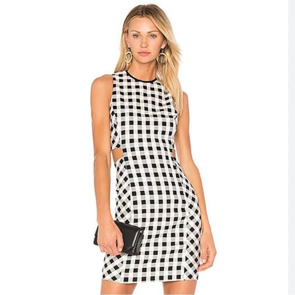 Cotton blend Rag & Bone Black/White Tahoe Plaid Cutout Dress Size 4